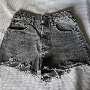 Zara Charcoal Distressed Jean Shorts Sz 4 US